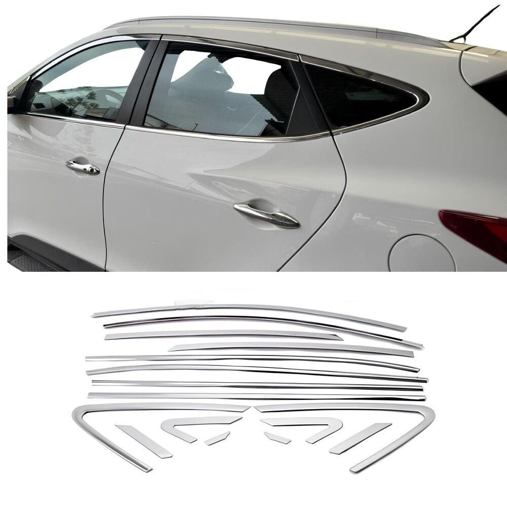 Hyundai ix35 cam çerçevesi kenar çıtası krom tamtur 16 parça