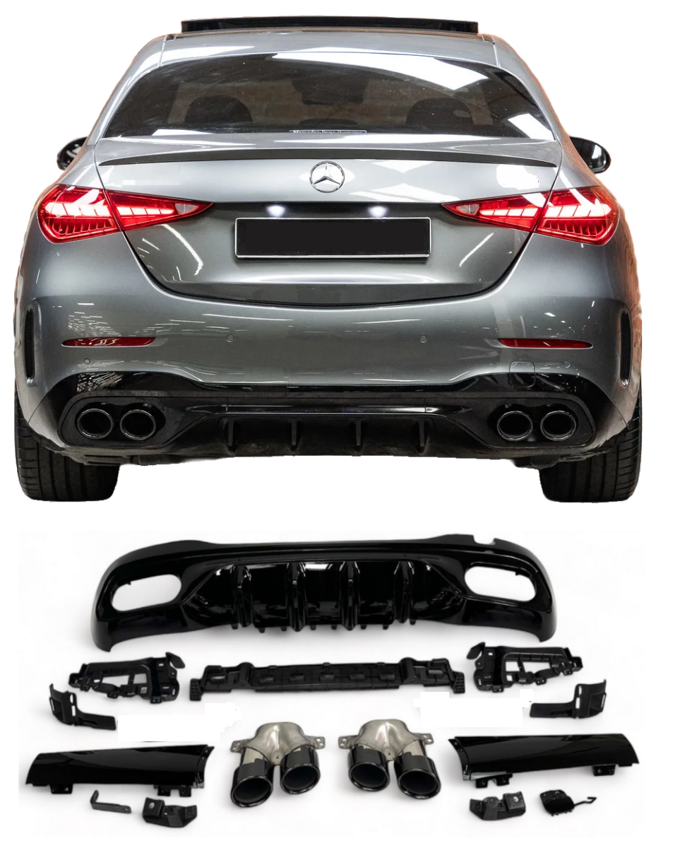 Mercedes W206 c43 amg arka tampon difüzör ve egzoz ucu amg 2021