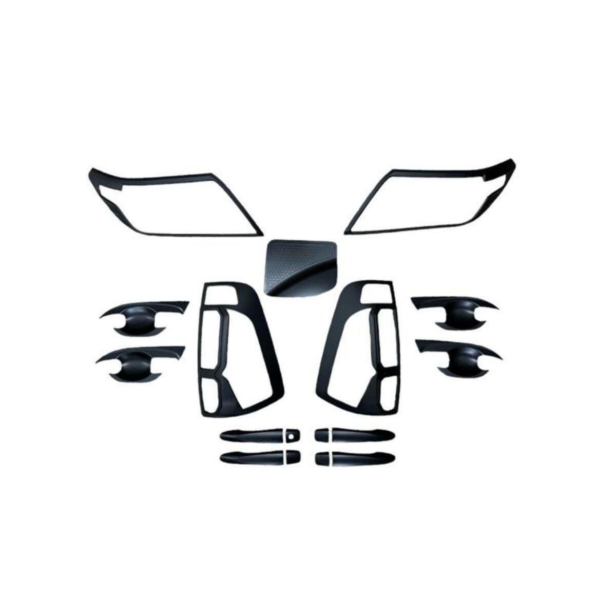 Nissan navara kaplama seti siyah full 2016+ kapı kolu far stop çerçeve mat siyah np300