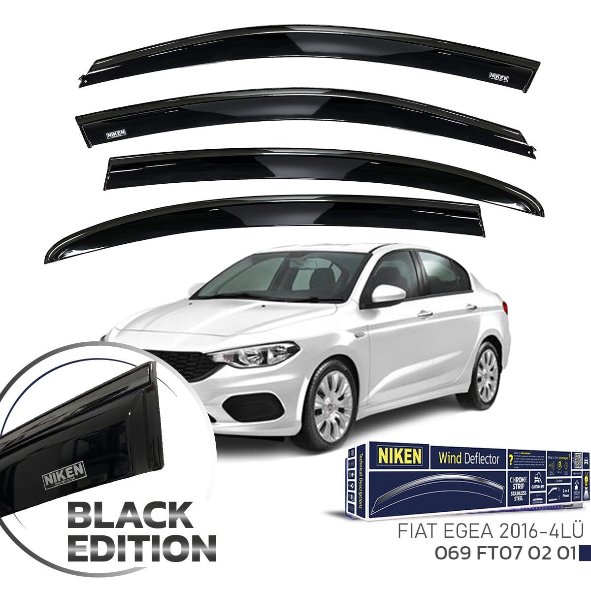 Fiat egea cam rüzgarlığı siyah kromlu black edition niken 2016+