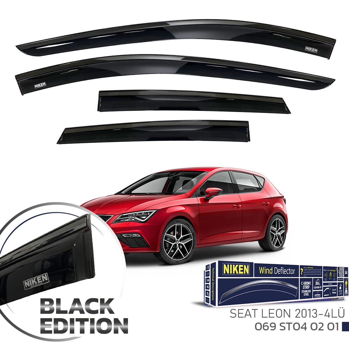 Seat leon cam rüzgarlığı siyah kromlu black edition niken 2013+