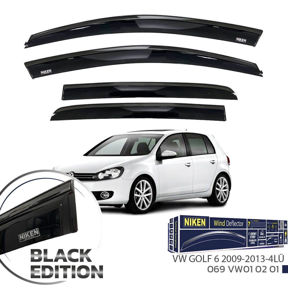 Vw golf 5 6 cam rüzgarlığı siyah kromlu black edition niken 2003 / 2013