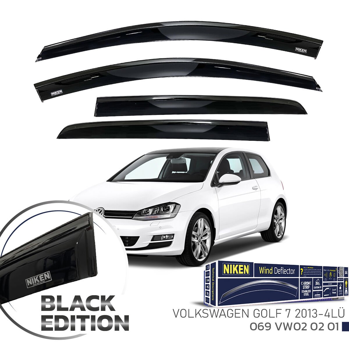 Vw golf 7 cam rüzgarlığı siyah kromlu black edition niken 2013 / 2020