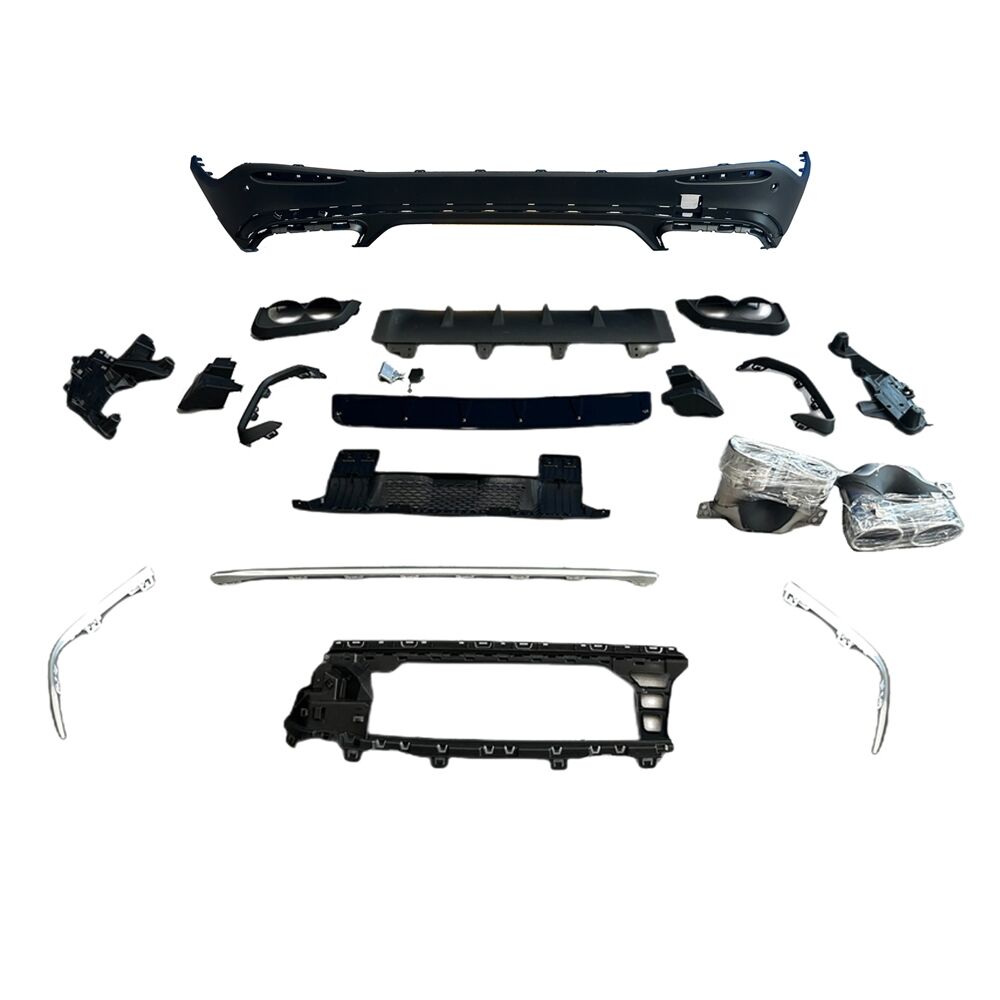 Mercedes w254 suv glc43 arka tampon difüzörü ve egzoz ucu seti silver