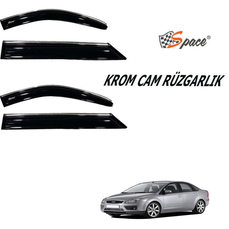 Ford Focus Krom cam rüzgarlığı 1.2mm 2005 4'lü / CARU446
