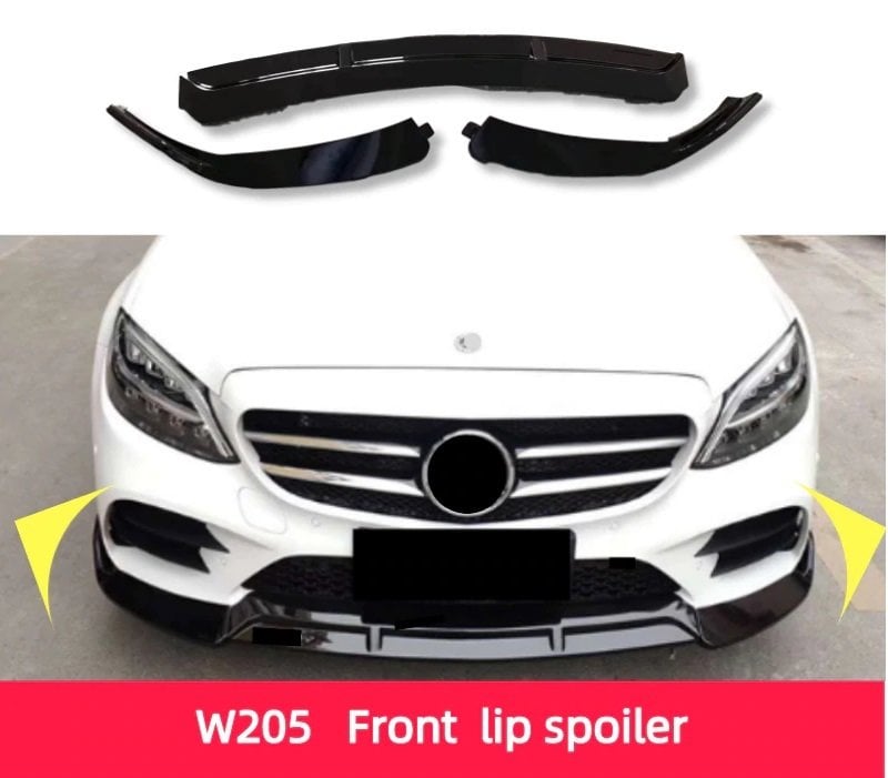 Mercedes w205 ön tampon altı lip 3 parça kulaklı 2019+ c class
