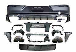 Mercedes glc w254 glc43 arka tampon difüzörü ve egzoz ucu siyah