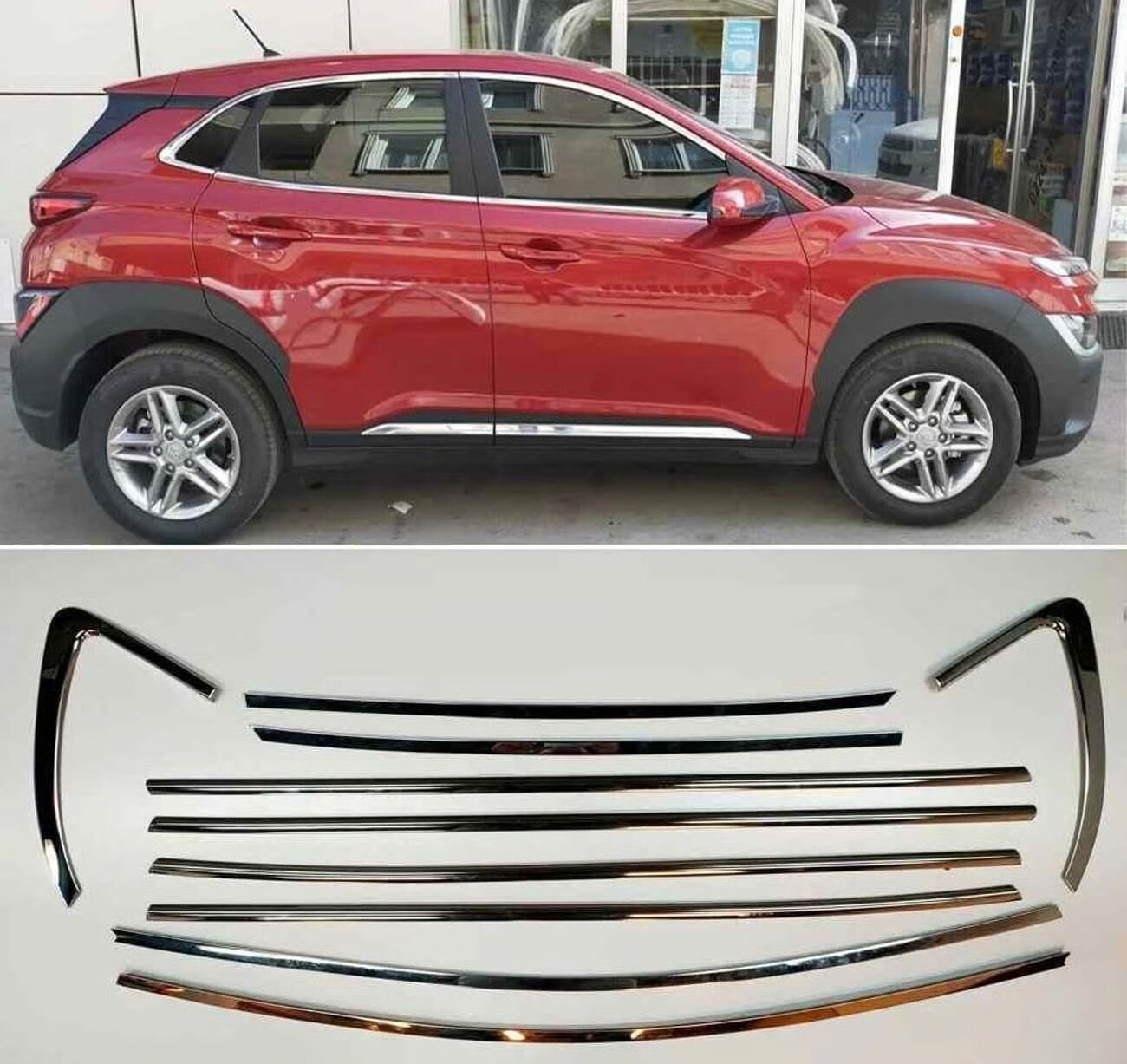 Hyundai kona cam çerçevesi kenar çıtası krom tamtur 2020+