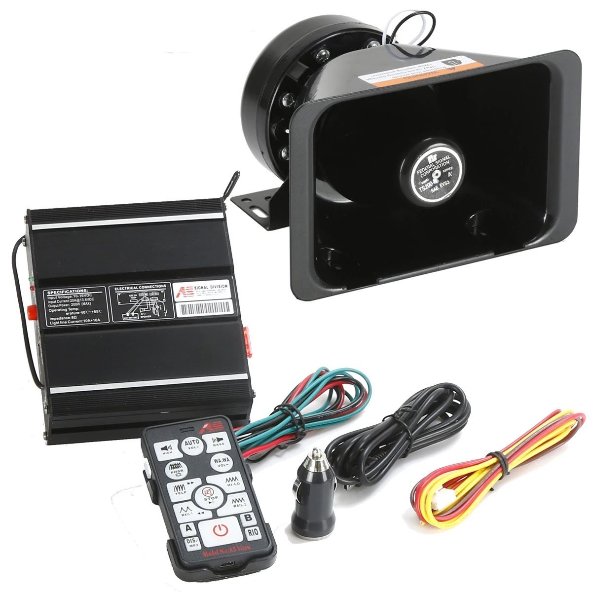 Polis itfaiye ambulans sireni uzaktan kumandalı wireless ampfili çakar girişli