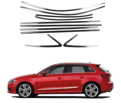 Audi a3 8v hb cam çerçevesi kenar çıtası krom tamtur 2013 / 2020 12 parça