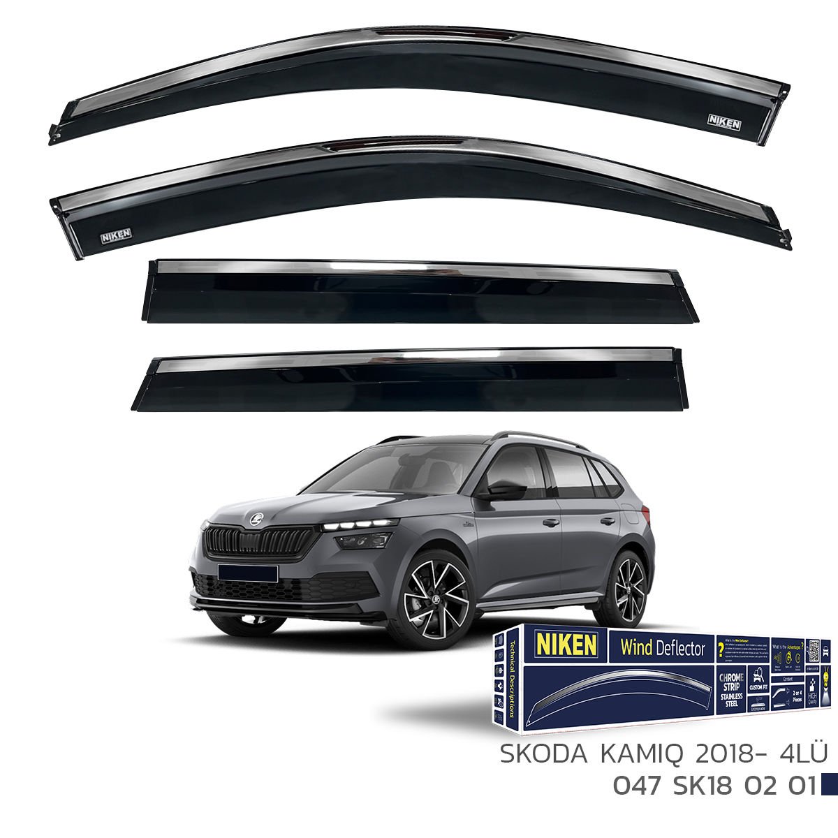 Skoda kamiq cam rüzgarlığı kromlu niken 2018+