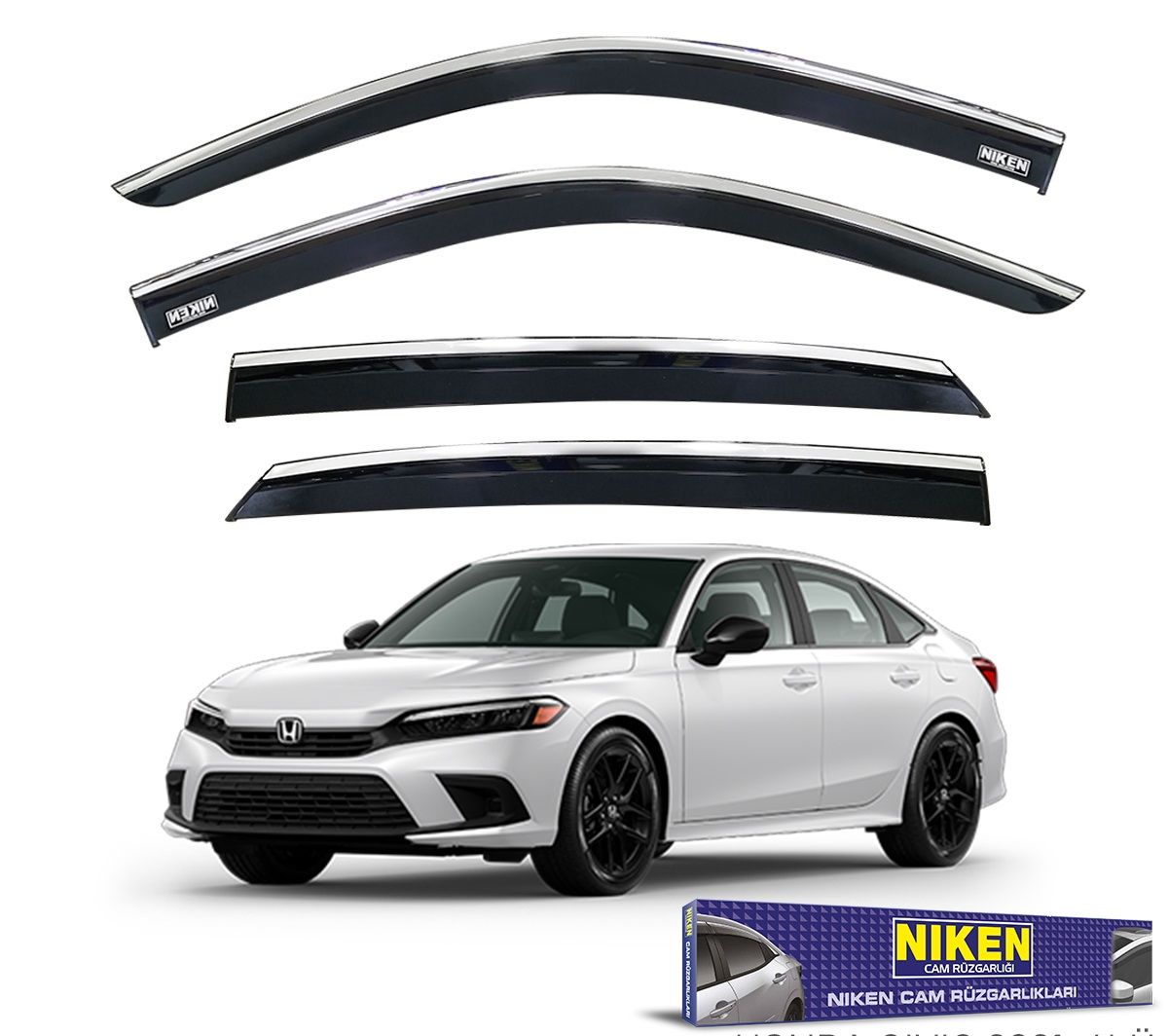 Honda civic fe1 uyumlu cam rüzgarlığı kromlu 2021+ niken